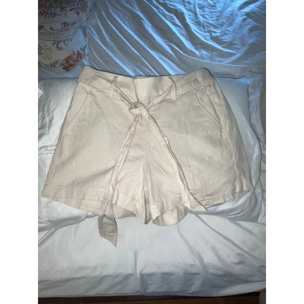 J.Crew Women Oatmeal Beige Linen Blend Tie Waist Shorts L6873 Size 4